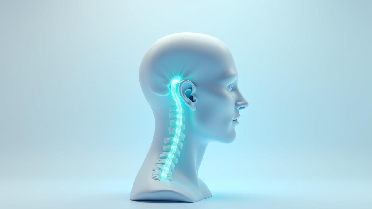 Ilustración conceptual de la neurociencia del dolor y señales neuronales de calma